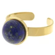 Stainless steel 304 djustable thin ring for 10mm cabochon - Gold Tone x1