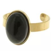 Stainless steel 304 djustable thin ring for 14x10mm cabochon - Gold Tone x1
