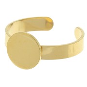 304 Stainless Steel Adjustable ring for 10mm flat back abochon - Gold Tone x1