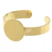 304 Stainless Steel Adjustable ring for 10mm flat back abochon - Gold Tone x1