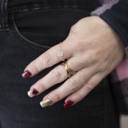 Stainless steel 304 adjustable Chain cross ring - Gold Tone x1