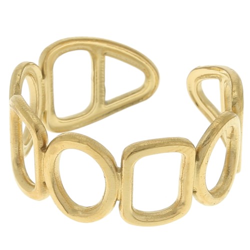 Stainless steel 304 Adjustable geometric ring - Gold Tone x1