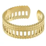 Stainless steel 304 Fancy ring - openwork lace effect - Gold Tone x1