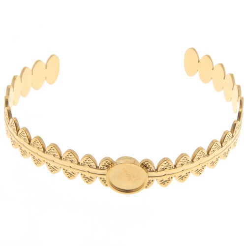 11x160mm Stainless steel 304 Adjustable ethnic bracelet for 10mm cabochon x1