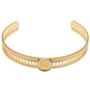 12x155mm Stainless steel 304 lace adjustable bracelet for 10mm cabochon - Gold x1|raw }}