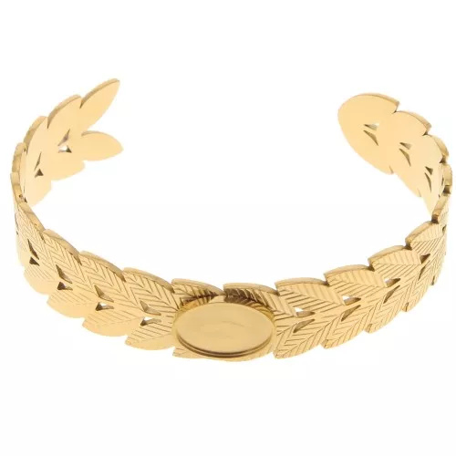15x160mm Stainless steel 304 Adjustable leaf bracelet for 14x10mm cabochon x1