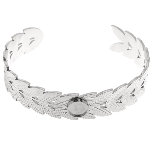 15x160mm Stainless steel 304 Adjustable leaf bracelet for 8mm cabochon x1