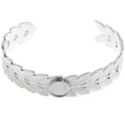 15x160mm Stainless steel 304 Adjustable leaf bracelet for 10mm cabochon x1