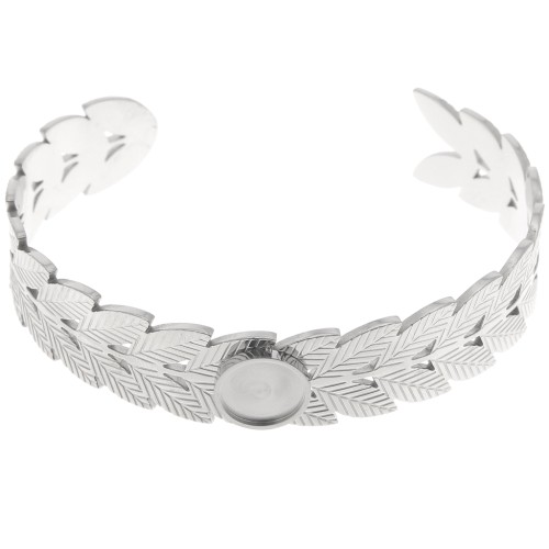 15x160mm Stainless steel 304 Adjustable leaf bracelet for 10mm cabochon x1