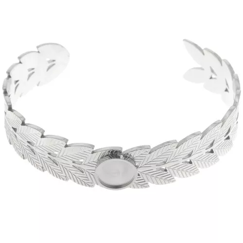 15x160mm Stainless steel 304 Adjustable leaf bracelet for 10mm cabochon x1