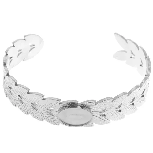 15x160mm Stainless steel 304 Adjustable leaf bracelet for 14x10mm cabochon x1