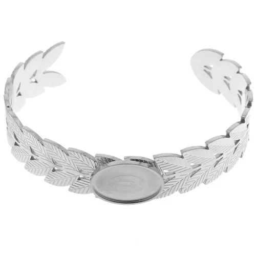 15x160mm Stainless steel 304 Adjustable leaf bracelet for 18x13mm cabochon x1
