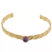 8x160mm Stainless steel 304 Adjustable braided bracelet for 8mm cabochon x1