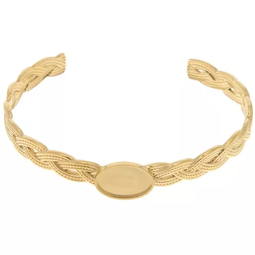 8x160mm Stainless steel 304 Adjustable braided bracelet for 14x10mm cabochon x1