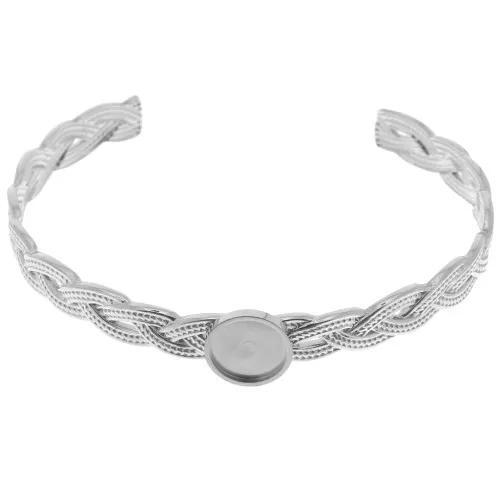8x160mm Stainless steel 304 Adjustable braided bracelet for 10mm cabochon x1