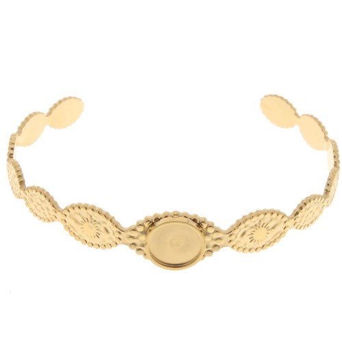 12x155mm Stainless steel 304 adjustable Bracelet for 10mm cabochon GOLD tone x1