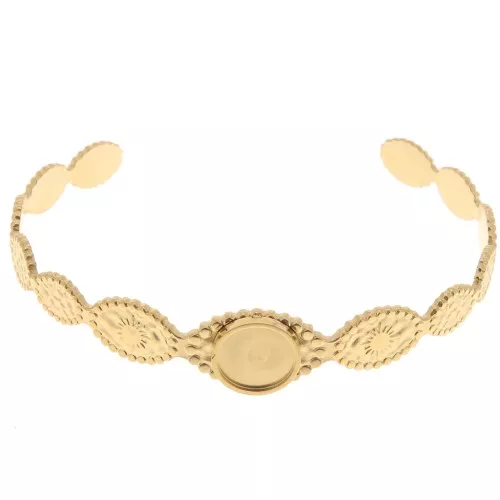 12x155mm Stainless steel 304 adjustable Bracelet for 10mm cabochon GOLD tone x1