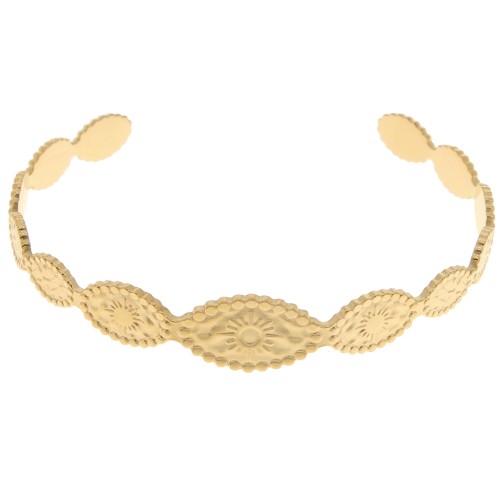 12x155mm Stainless steel 304 Oval adjustable bracelet Gold Tone x1