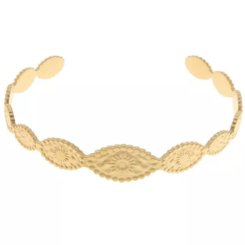 12x155mm Stainless steel 304 Oval adjustable bracelet Gold Tone x1