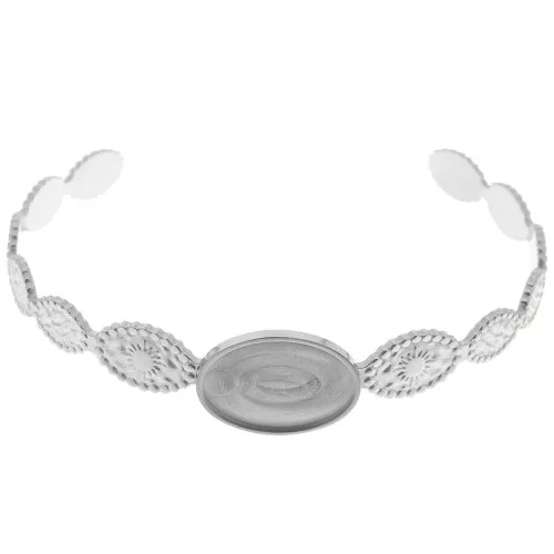 12x155mm Stainless steel 304 Oval adjustable sun bracelet for 18x13mm cabochon x1