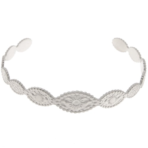 12x155mm Stainless steel 304 adjustable oval Bracelet - sun pattern x1