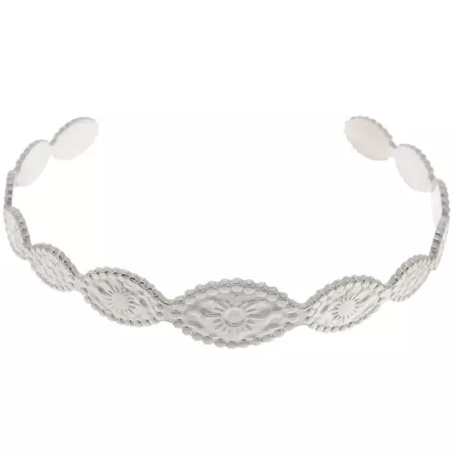 12x155mm Stainless steel 304 adjustable oval Bracelet - sun pattern x1