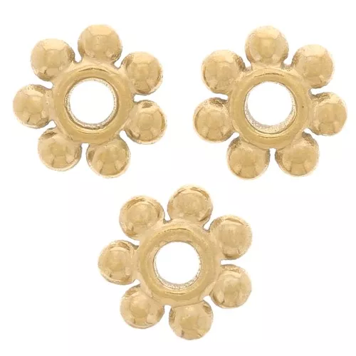 6mm 304L stainless steel spacer flower - Gold Tone x10