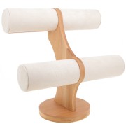 24x24cm Jewellery display for bracelets - Bamboo - Suede Beige x1