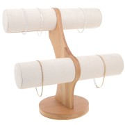 24x24cm Jewellery display for bracelets - Bamboo - Suede Beige x1