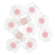 12.5mm Flower beads - Transparent - Pastel Pink x10|raw }}