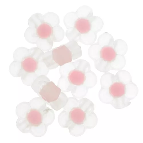 12.5mm Flower beads - Transparent - Pastel Pink x10