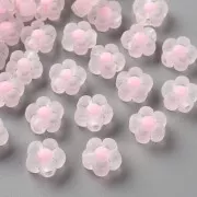 12.5mm Flower beads - Transparent - Pastel Pink x10