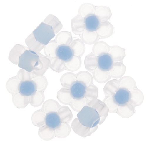 12.5mm Flower beads - Transparent - Pastel Blue x10