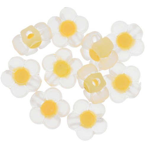 12.5mm Flower beads - Transparent - Light yellow x10