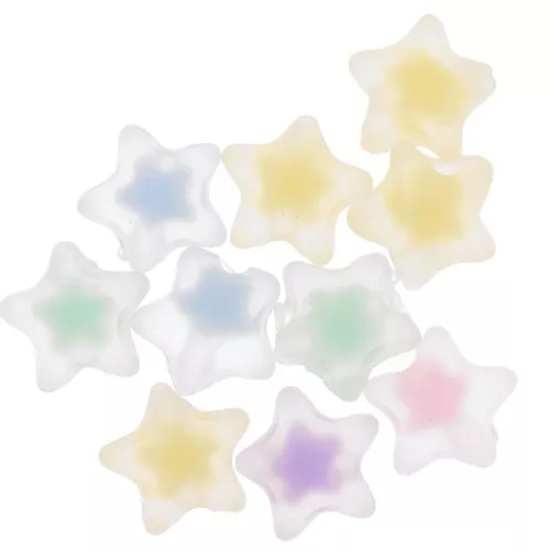 11mm Star Bead Set - Transparent - Multicolored Pastel x10