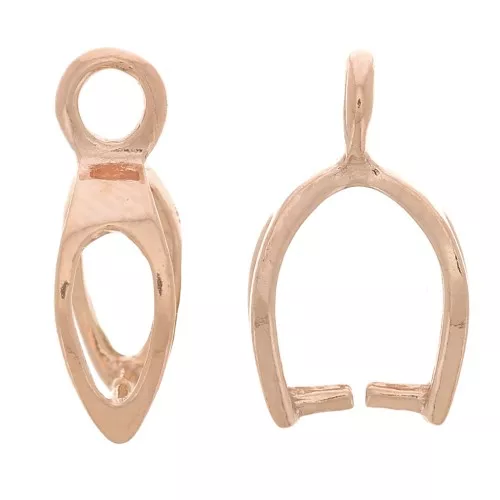 12mm 925 Sterling silver Hollow Pendant Holder - Rose Gold x1