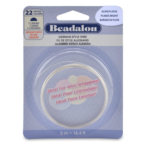 0.64mm Half round non tarnish copper german style wire - Silver x5m