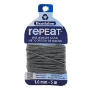 1mm RePEaT braided cord in recycled polyester - Grey x5m|raw }}