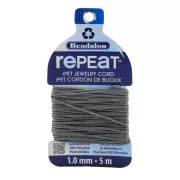 1mm RePEaT braided cord in recycled polyester - Grey x5m