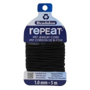1mm RePEaT braided cord in recycled polyester - Black x5m|raw }}