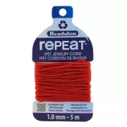 1mm RePEaT braided cord in recycled polyester - Red x5m