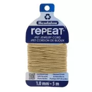 1mm RePEaT braided cord in recycled polyester - Sand x5m