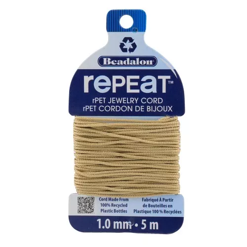 1mm RePEaT braided cord in recycled polyester - Sand x5m