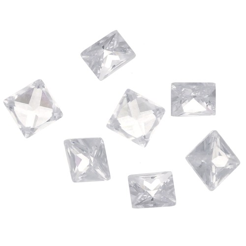 3mm Zirconium Oxide Square Cabochons - Crystal x10