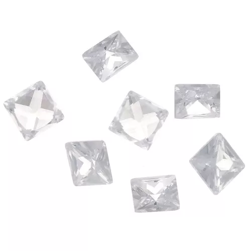 3mm Zirconium Oxide Square Cabochons - Crystal x10