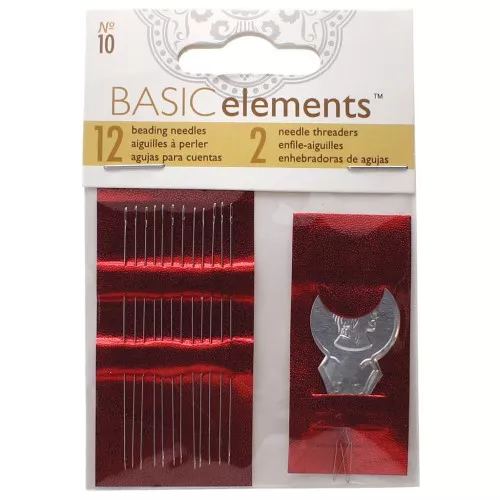 Set de 12 beading needles n°10 and 2 needle threaders - Steel x1