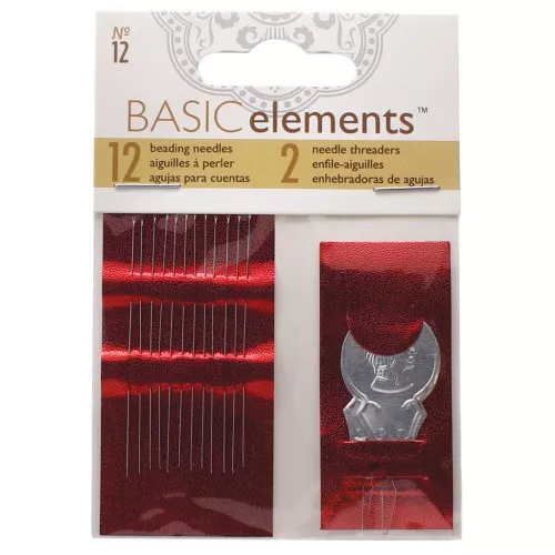 Set of 12 beading needles n°12 and 2 needle threaders - Steel x1