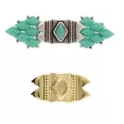 25x12mm Cymbal - GemDuo Mantrakia II Bead Connector - Fine Gold Plated x1