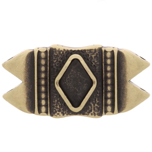 25x12mm Cymbal - GemDuo Mantrakia II Bead Connector - Bronze x1