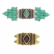 25x12mm Cymbal - GemDuo Mantrakia II Bead Connector - Bronze x1